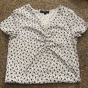 White Top with Black Flowers